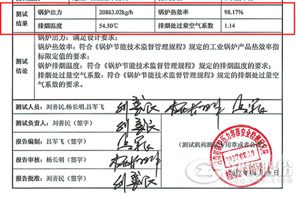 低氮油氣爐項(xiàng)目最新鍋爐測試報告出爐